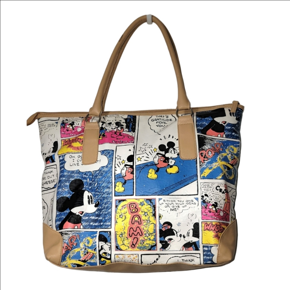 DISNEY Tote Bag With Vintage Mickey Comic Strip Art, Large, Multipurpose